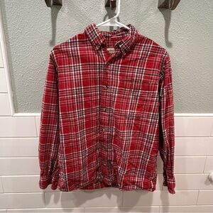 Hobbs Creek | men’s red,grey, tan cotton button up flannel sz medium fair cond.